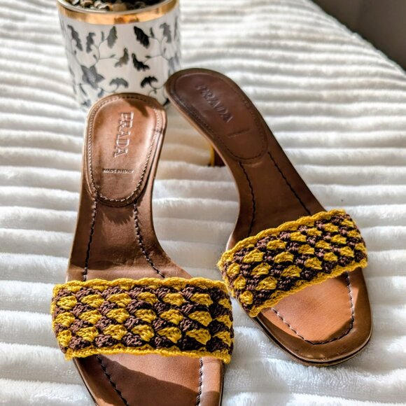 Prada Sandals Brown / Yellow Size 37 - Picture 7 of 7